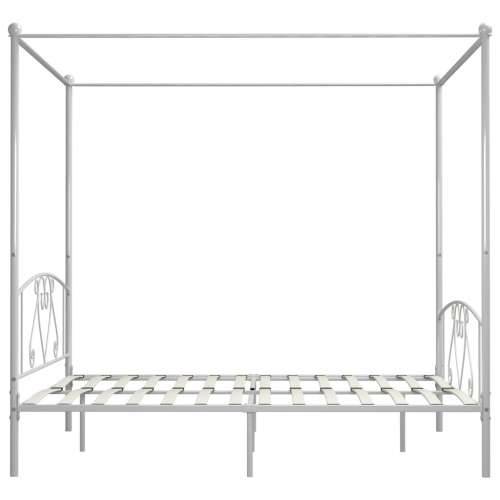 Okvir za krevet s nadstrešnicom bijeli metalni 200 x 200 cm  - Bijela 200 x 200 cm Cijena