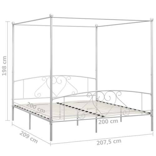 Okvir za krevet s nadstrešnicom bijeli metalni 200 x 200 cm  - Bijela 200 x 200 cm Cijena