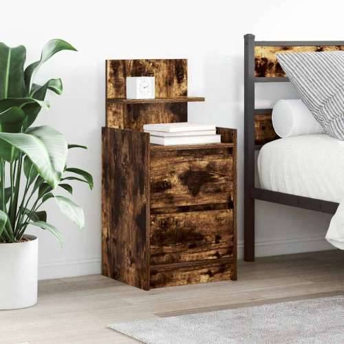 Noćni ormarić s 2 ladice dimljeni hrast 38x34x80 cm - Dimljeni hrast 1 Cijena