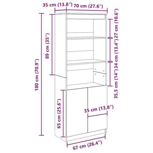 Visoka komoda boja hrasta 70x35x180 cm od konstruiranog drva - Smeđi hrast 1 70 cm Cijena