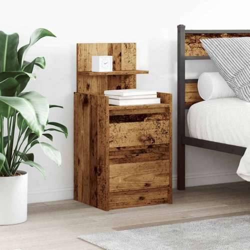 Noćni ormarić s 2 ladice staro drvo 38x34x80 cm - Staro drvo 1 Cijena