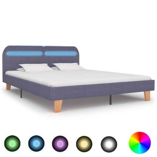 Okvir kreveta s LED bez madraca svjetlosiva tkanina 150x200 cm - Svjetlosiva 150 x 200 cm Cijena