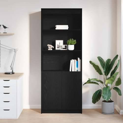 Visoka komoda crna hrast 70x35x180 cm od konstruiranog drva - Crna 1 70 cm Cijena