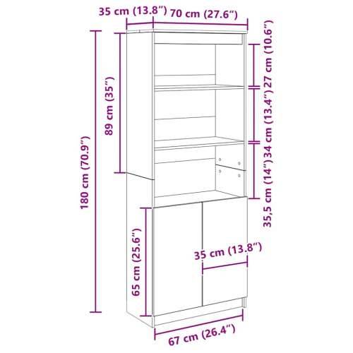 Visoka komoda artisan hrast 70x35x180 cm od konstruiranog drva - hrast artisan 1 70 cm Cijena