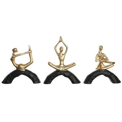 Ukrasna figura DKD Home Decor 28 x 7 x 35 cm 28 x 8 x 36 cm Crna zlatan Yoga (3 kom.) Cijena