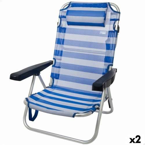 Stolica za za plažu Aktive Sklopiv Jastuk Bijela Plava 48 x 84 x 46 cm (2 kom.) Cijena