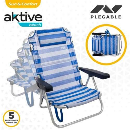 Stolica za za plažu Aktive Sklopiv Jastuk Bijela Plava 48 x 84 x 46 cm (2 kom.) Cijena