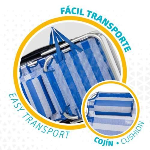 Stolica za za plažu Aktive Sklopiv Jastuk Bijela Plava 48 x 84 x 46 cm (2 kom.) Cijena