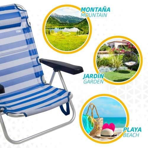 Stolica za za plažu Aktive Sklopiv Jastuk Bijela Plava 48 x 84 x 46 cm (2 kom.) Cijena