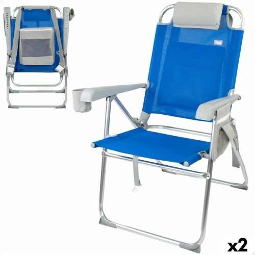 Sklopiva Stolica s Naslonom za Glavu Aktive 47 x 99 x 63 cm Plava (2 kom.) Cijena