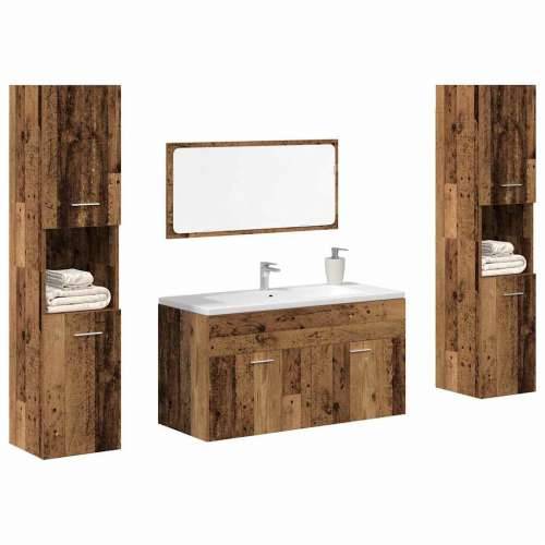 4-dijelni set kupaonskog namještaja od starog drveta - Staro drvo 90 x 38.5 x 46 cm 1 4 Cijena