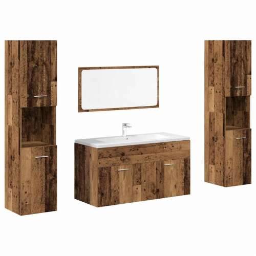 4-dijelni set kupaonskog namještaja od starog drveta - Staro drvo 90 x 38.5 x 46 cm 1 4 Cijena