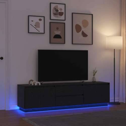 TV ormarić s LED svjetlima crni hrast 193,5x41x50 cm - Crni hrast 1 193.5 cm Cijena