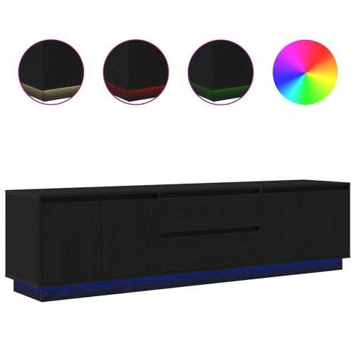 TV ormarić s LED svjetlima crni hrast 193,5x41x50 cm - Crni hrast 1 193.5 cm Cijena