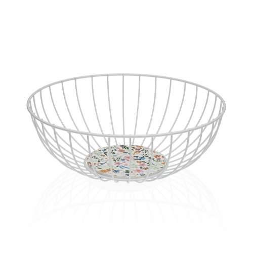 Višenamjenska Košara Versa Bijela Metal Čelik Drvo MDF 28 x 11 x 28 cm Cijena