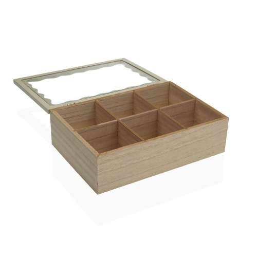 Kutija za Čajeve Versa Bijela Drvo 20 x 5 x 16,5 cm Cijena