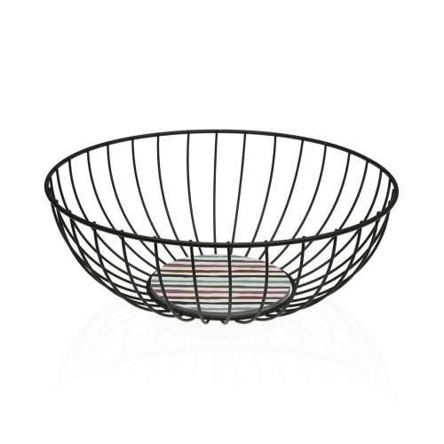 Višenamjenska Košara Versa Crna Metal Čelik Drvo MDF 28 x 11 x 28 cm Cijena