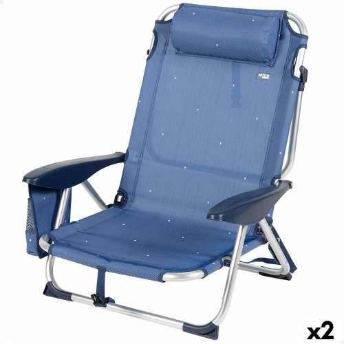 Stolica za za plažu Aktive Sklopiv Mornarsko plava 51 x 76 x 45 cm (2 kom.) Cijena