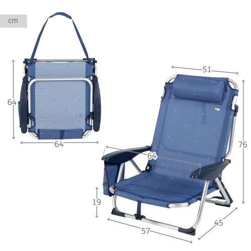 Stolica za za plažu Aktive Sklopiv Mornarsko plava 51 x 76 x 45 cm (2 kom.) Cijena