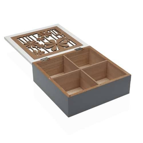 Kutija za Čajeve Versa Drvo MDF 20 x 7 x 20 cm Ziedi Cijena