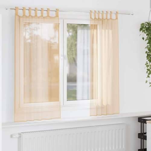 Voile zavjese s petljama 2 kom pijesak 140x140 cm - Pijesak 140 x 140 cm 1 s petljama Cijena