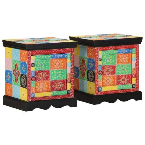 Noćni ormarić 2 kom višebojni 40x35x45 cm Puno drvo Mango - 2 Cijena