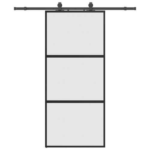 Klizna vrata s priborom crna 90 x 205 cm kaljeno staklo - Crna i mat 90 x 205 cm (klizna vodilica od 183 cm) 1 3 vodoravne šipke Cijena