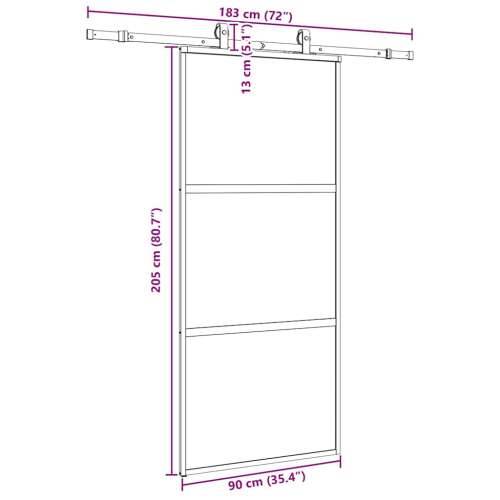 Klizna vrata s priborom crna 90 x 205 cm kaljeno staklo - Crna i mat 90 x 205 cm (klizna vodilica od 183 cm) 1 3 vodoravne šipke Cijena