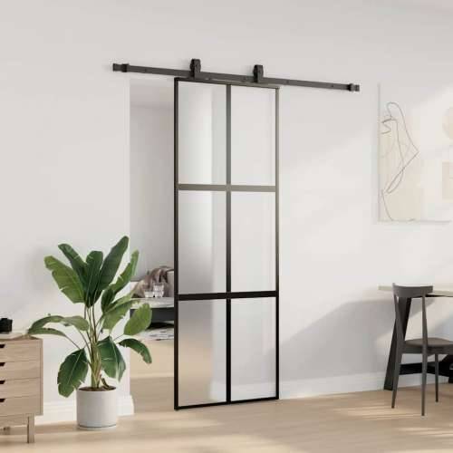 Klizna vrata s priborom crna 76 x 205 cm kaljeno staklo - Crna i mat 76 x 205 cm (klizna vodilica od 183 cm) 1 Mreže 4 x 2 Cijena