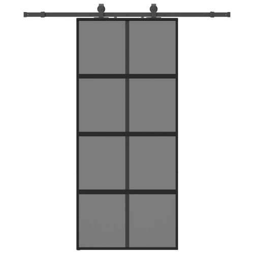 Klizna vrata s priborom crna 90 x 205 cm kaljeno staklo - Crna i tamnoprozirna 90 x 205 cm (klizna vodilica od 183 cm) 1 Mreže 4 Cijena