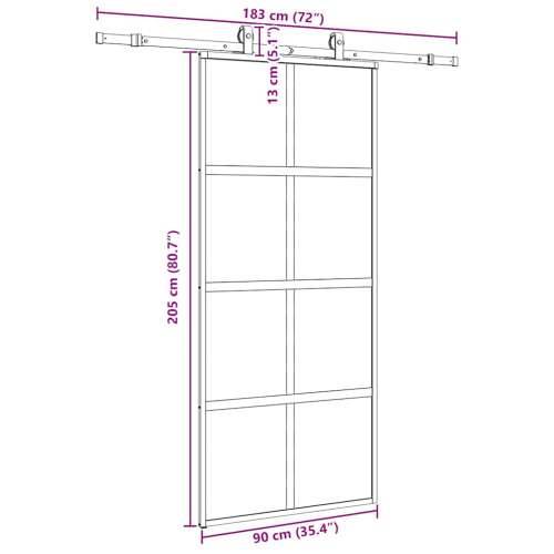 Klizna vrata s priborom crna 90 x 205 cm kaljeno staklo - Crna i tamnoprozirna 90 x 205 cm (klizna vodilica od 183 cm) 1 Mreže 4 Cijena