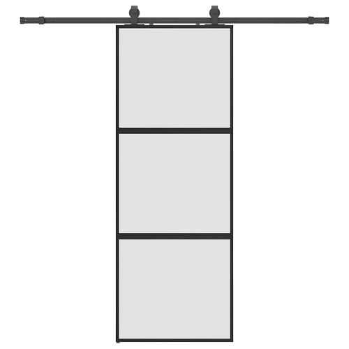Klizna vrata s priborom crna 76 x 205 cm kaljeno staklo - Crna i mat 76 x 205 cm (klizna vodilica od 200 cm) 1 3 vodoravne šipke Cijena