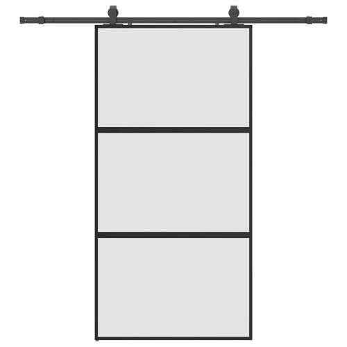 Klizna vrata s priborom crna 102,5 x 205 cm kaljeno staklo - Crna i mat 102.5 x 205 cm (200 cm sliding rail) 1 3 vodoravne šipke Cijena