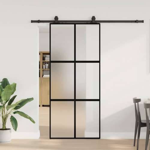 Klizna vrata s priborom crna 90 x 205 cm kaljeno staklo - Crna i mat 90 x 205 cm (klizna vodilica od 200 cm) 1 Mreže 4 x 2 Cijena