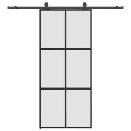 Klizna vrata s priborom crna 90 x 205 cm kaljeno staklo - Crna i mat 90 x 205 cm (klizna vodilica od 200 cm) 1 Mreže 4 x 2 Cijena