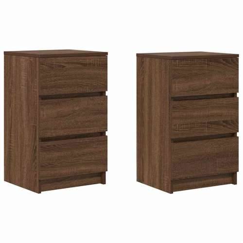 Noćni ormarići s 3 ladice 2 kom smeđi hrast 39x35x65 cm - Smeđi hrast 2 Cijena