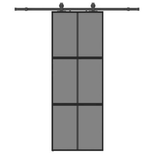 Klizna vrata s priborom crna 76 x 205 cm kaljeno staklo - Crna i tamnoprozirna 76 x 205 cm (klizna vodilica od 183 cm) 1 Mreže 4 Cijena
