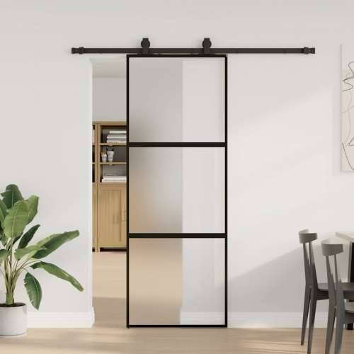 Klizna vrata s priborom crna 76 x 205 cm kaljeno staklo - Crna i mat 76 x 205 cm (klizna vodilica od 183 cm) 1 3 vodoravne šipke Cijena