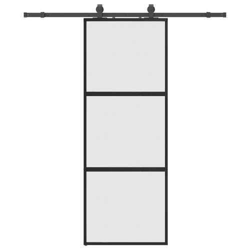 Klizna vrata s priborom crna 76 x 205 cm kaljeno staklo - Crna i mat 76 x 205 cm (klizna vodilica od 183 cm) 1 3 vodoravne šipke Cijena