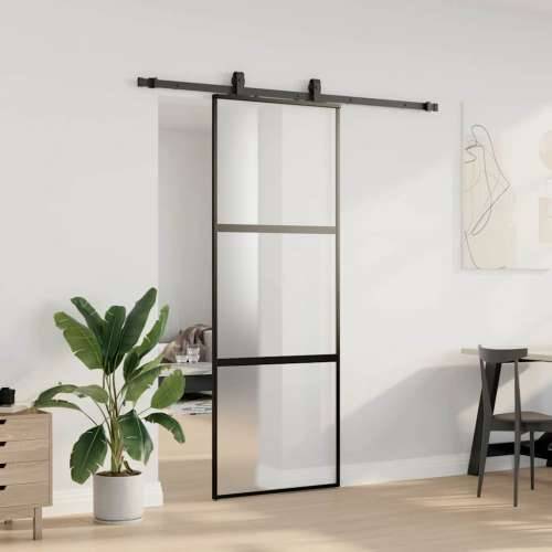 Klizna vrata s priborom crna 76 x 205 cm kaljeno staklo - Crna i mat 76 x 205 cm (klizna vodilica od 183 cm) 1 3 vodoravne šipke Cijena