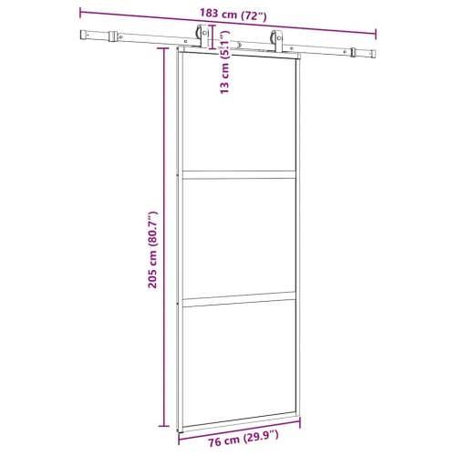 Klizna vrata s priborom crna 76 x 205 cm kaljeno staklo - Crna i mat 76 x 205 cm (klizna vodilica od 183 cm) 1 3 vodoravne šipke Cijena