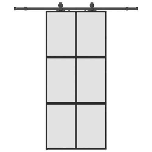 Klizna vrata s priborom crna 90 x 205 cm kaljeno staklo - Crna i mat 90 x 205 cm (klizna vodilica od 183 cm) 1 Mreže 4 x 2 Cijena