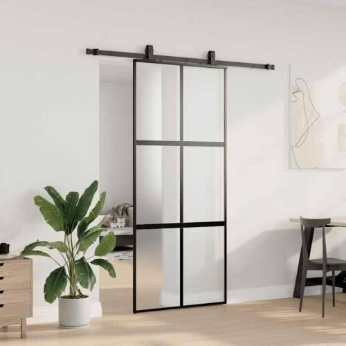 Klizna vrata s priborom crna 90 x 205 cm kaljeno staklo - Crna i mat 90 x 205 cm (klizna vodilica od 183 cm) 1 Mreže 4 x 2 Cijena