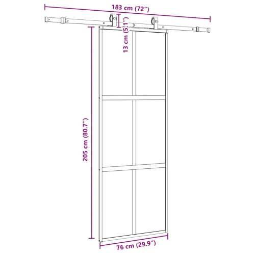 Klizna vrata s priborom crna 76 x 205 cm kaljeno staklo - black, matt and transparent 76 x 205 cm (klizna vodilica od 183 cm) 1  Cijena