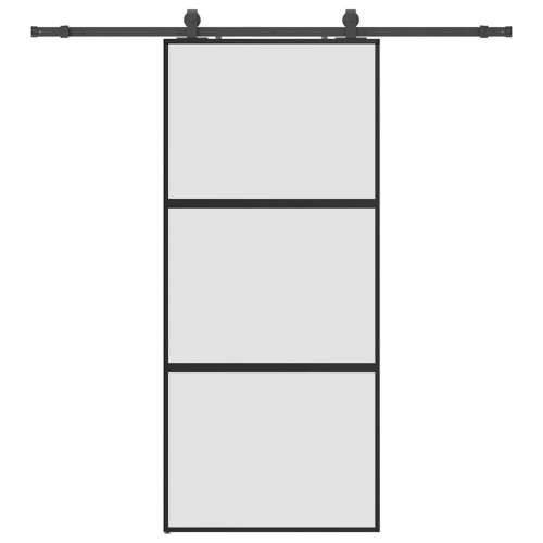 Klizna vrata s priborom crna 90 x 205 cm kaljeno staklo - Crna i mat 90 x 205 cm (klizna vodilica od 200 cm) 1 3 vodoravne šipke Cijena
