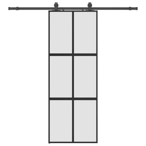 Klizna vrata s priborom crna 76 x 205 cm kaljeno staklo - Crna i mat 76 x 205 cm (klizna vodilica od 200 cm) 1 Mreže 4 x 2 Cijena