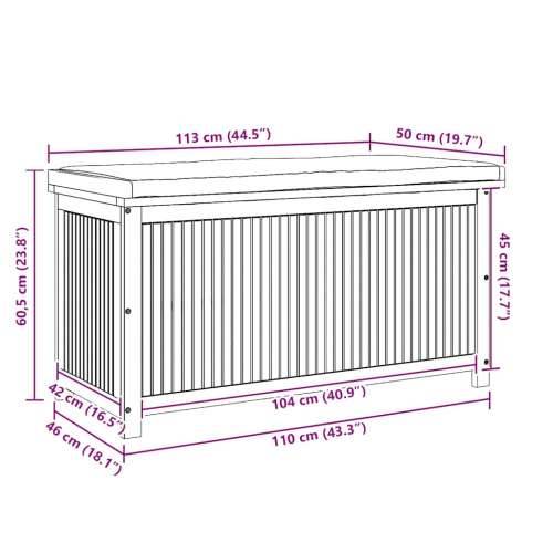 Vanjska kutija za jastuke 113x50x60,5 cm masivno drvo bagrema - Tamno siva 113 x 50 x 60.5 cm Cijena