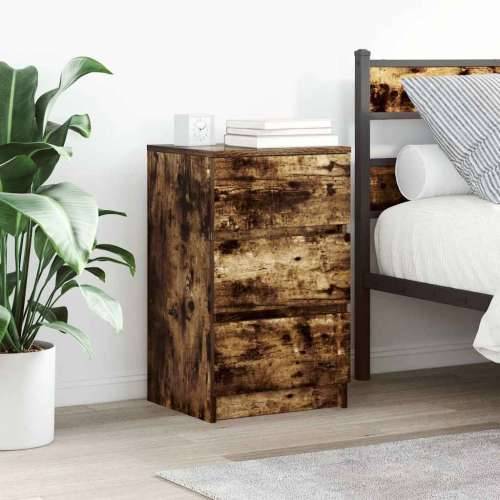 Noćni ormarić s 3 ladice dimljeni hrast 39x35x65 cm - Dimljeni hrast 1 Cijena