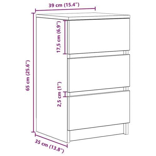Noćni ormarić s 3 ladice dimljeni hrast 39x35x65 cm - Dimljeni hrast 1 Cijena