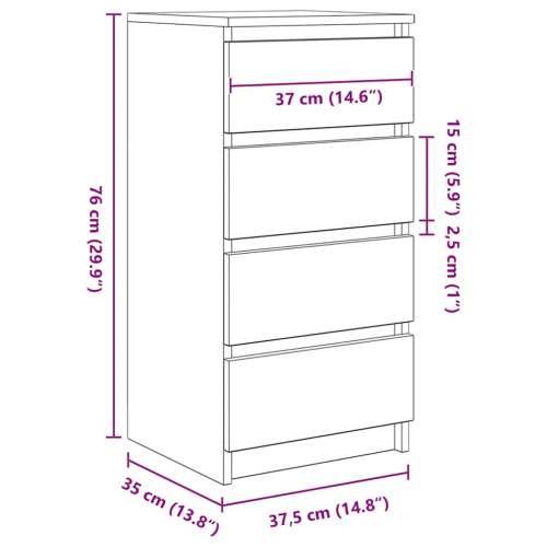 Komoda boja hrasta sonome 37,5x35x76 cm od konstruiranog drva - sonoma hrast 1 Cijena
